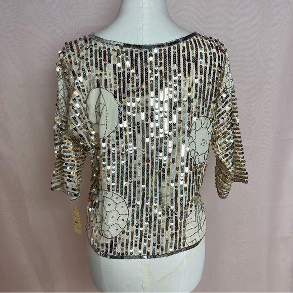 Nwt Vintage Argenti silk beaded and sequin blouse - Picture 10 of 13